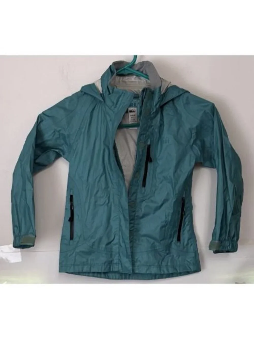 REI Youth Teal Rain Jacket Girls XXS 4/5 READ